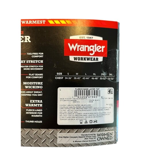 Wrangler Base layer Top NEW WITH TAGS Mens Sz 2XL Nylon Black Workwear Outdoor - Picture 4 of 5
